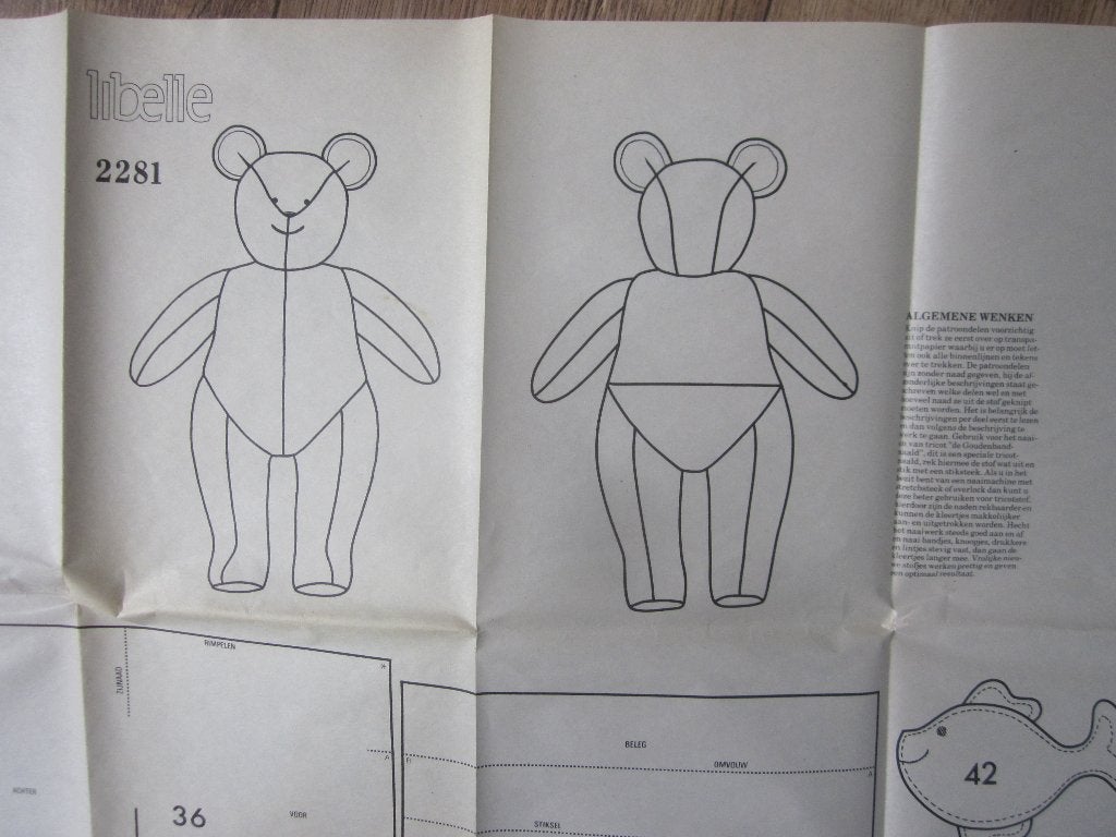Groot Libelle 2281 patroon om zelf beer knuffel maken, Handgemaakt, Dieren, Nieuw, Meerkleurig