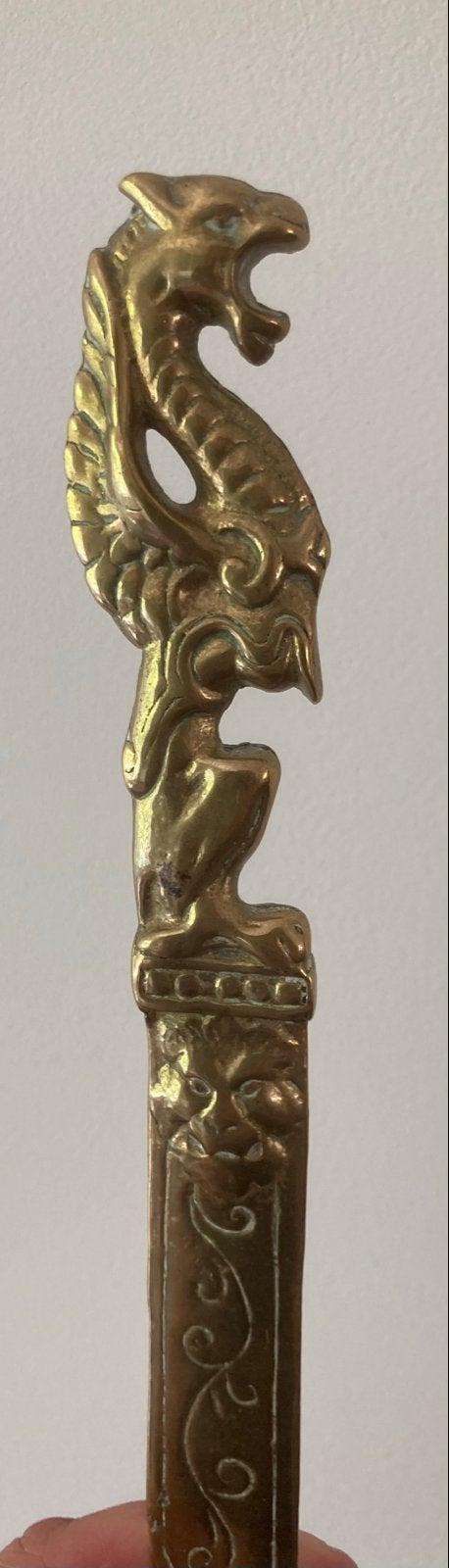 Vintage bronzen briefopener met drakenmotief, Antiek en Kunst, Ophalen