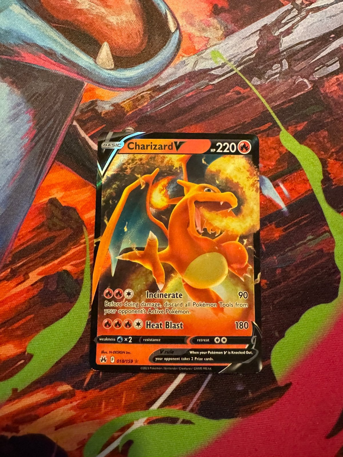 Pokémon kaarten Charizard V #18, Ophalen of Verzenden, Zo goed als nieuw, Losse kaart