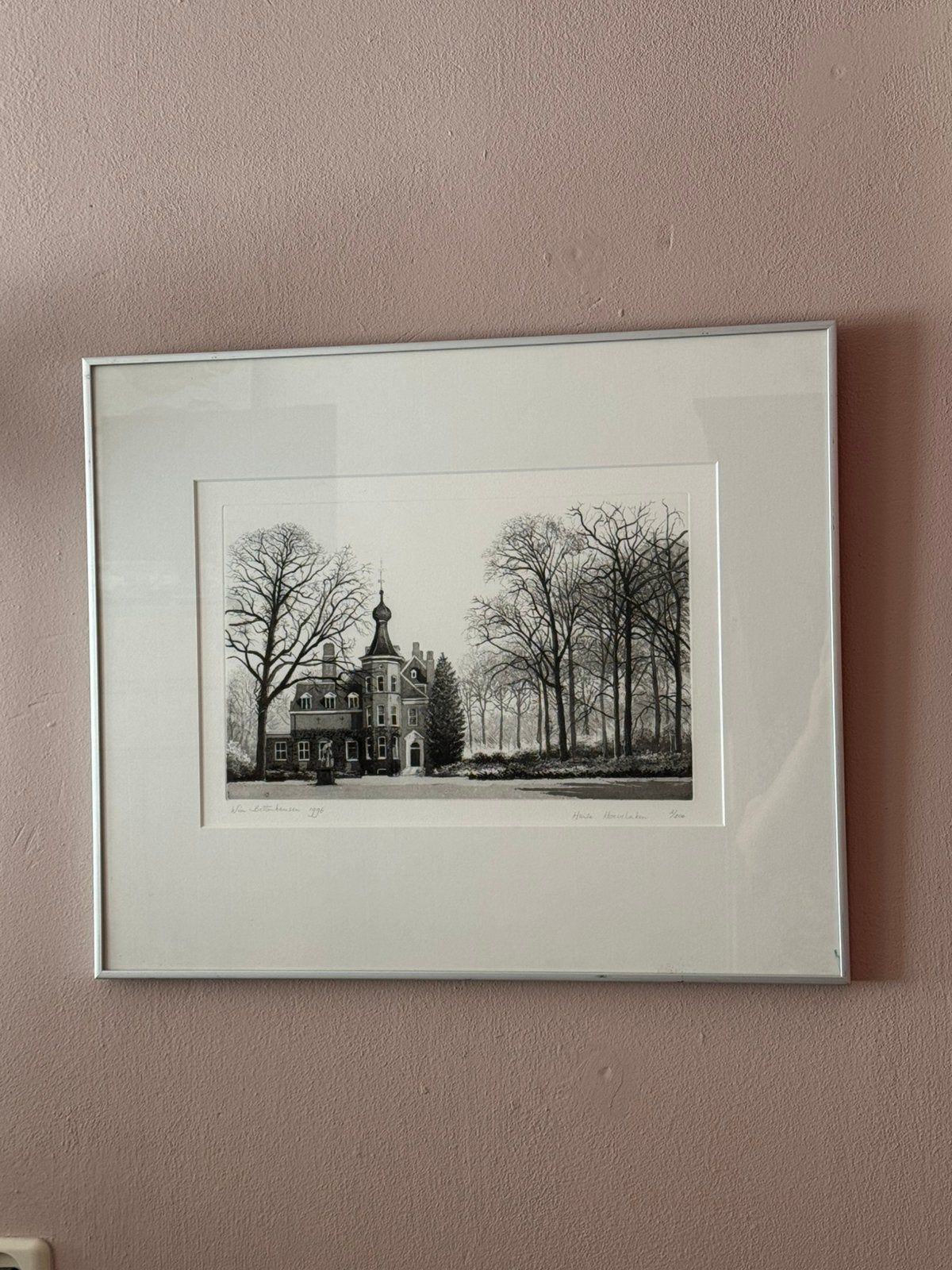 Wim Bettenhausen - Ets 1996 - Huize Hoevelaken, Antiek en Kunst, Ophalen, Ingelijst, 24 cm, Landschap