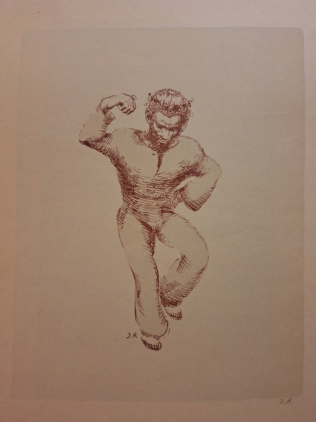 Lithografie van John Raedecker - Krachtige Figuur, Antiek en Kunst, Gesigneerd, Ophalen of Verzenden, Portret en Figuren, Lithografie