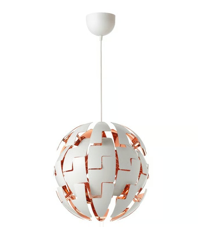 IKEA PS 2014 Hanglamp wit/koperkleur 35 cm, Ophalen, Kunststof, Gebruikt, E27 (groot)