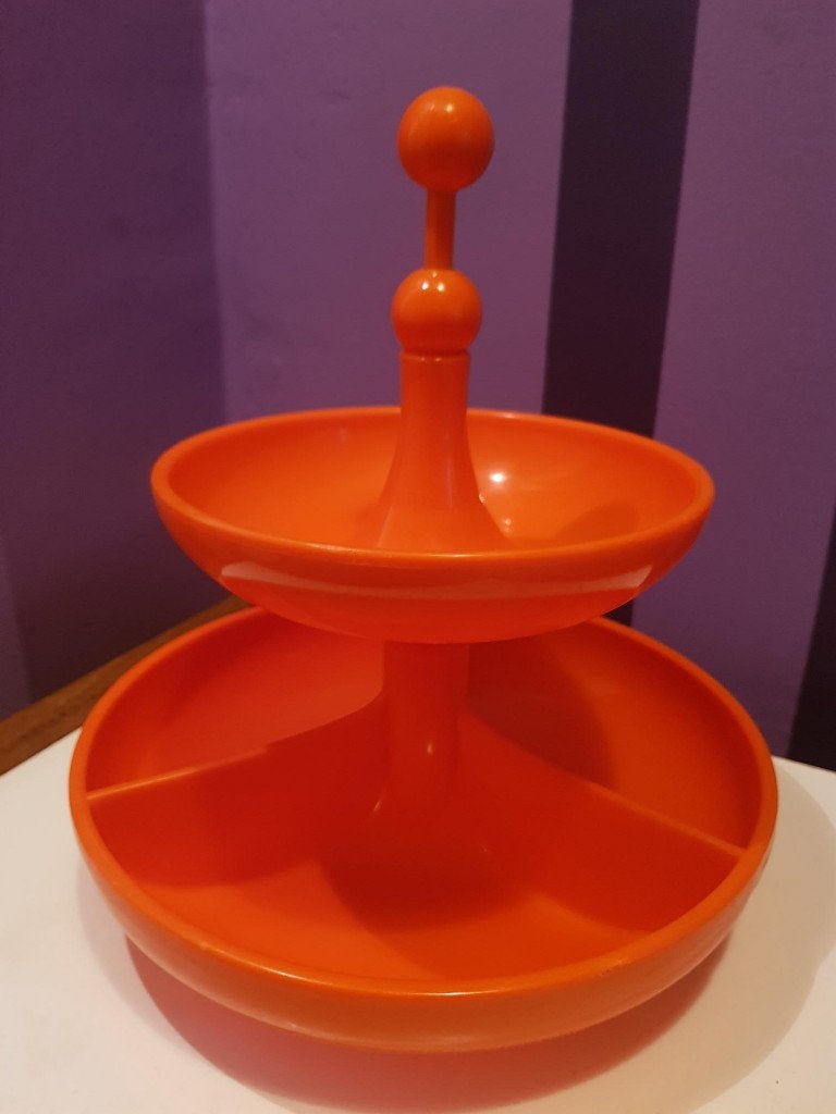 vintage retro jaren 70 Emsa snacktoren snack schaal oranje, Ophalen of Verzenden, Huis en Inrichting
