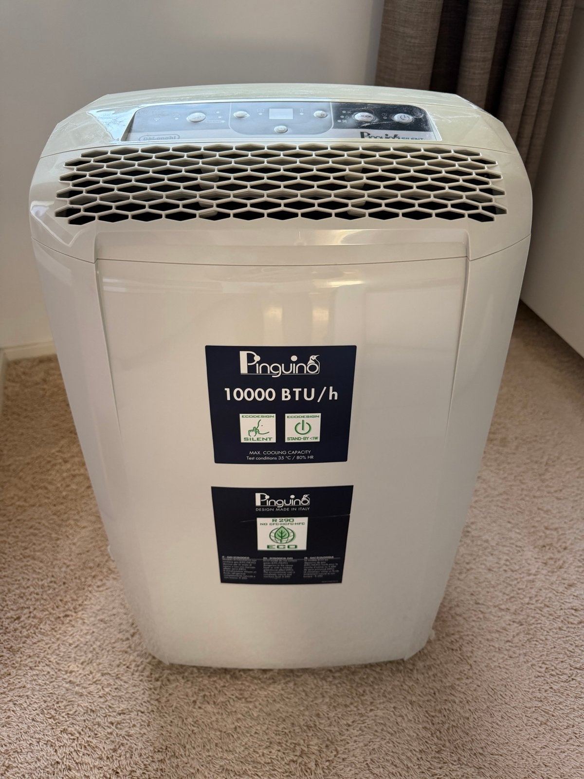 De'Longhi Pinguino PAC CN92 Silent Mobiele Airco 10000 BTU/h, Ophalen, 3 snelheden of meer, Zo goed als nieuw, Koelen en Ontvochtigen