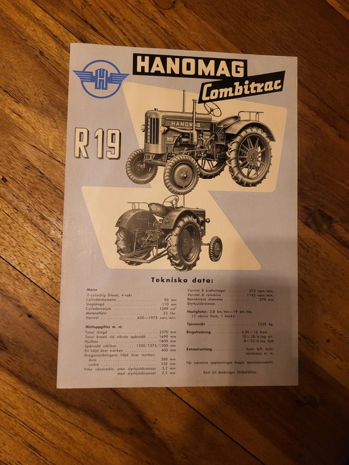 tractor folder Hanomag R 19, Ophalen of Verzenden, Zo goed als nieuw, Folder