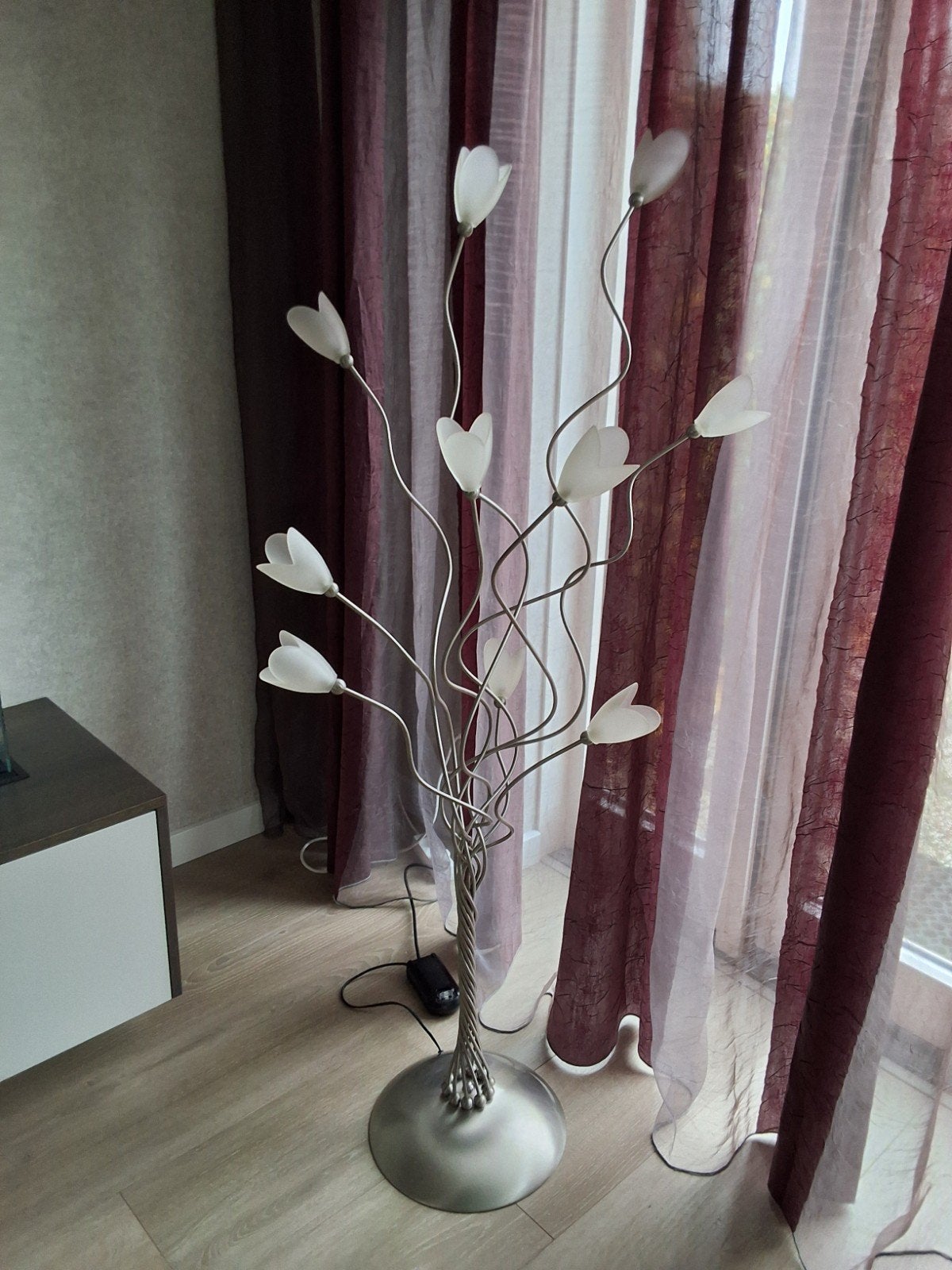 Harco Loor vloerlamp met 10 melkglazen tulpenlampjes, Ophalen, Overige fittingen, Zo goed als nieuw, Glas
