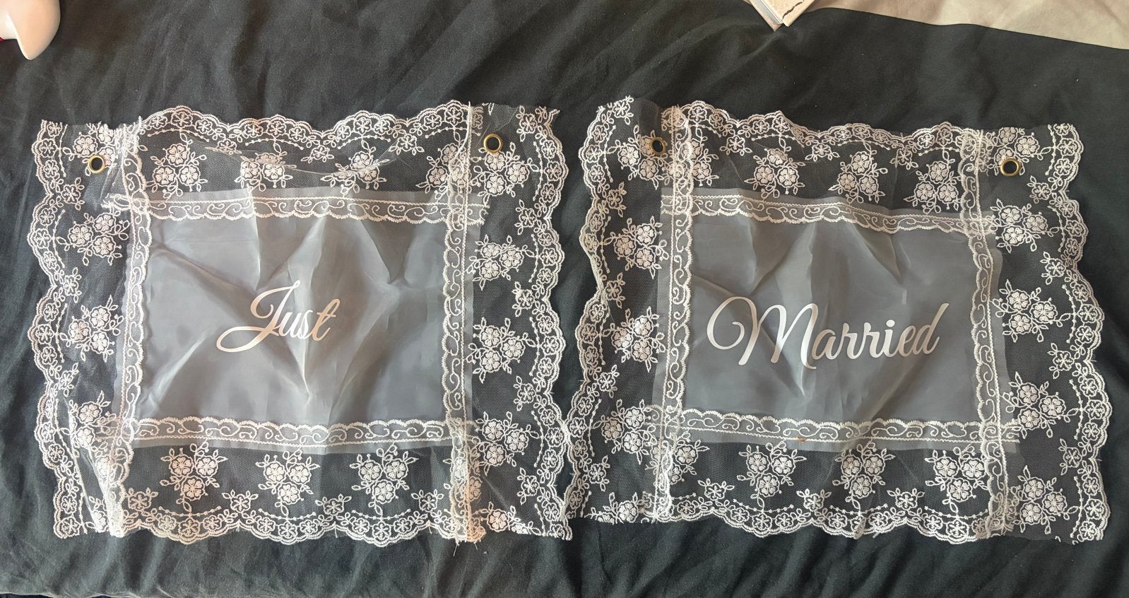 Just Married decoratie Bruiloft, Ophalen of Verzenden, Zo goed als nieuw, Wit, Accessoires