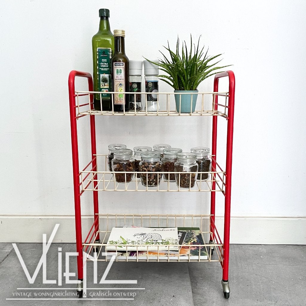 Vintage, midcentury draadmand, trolley, keukentrolley draad, Ophalen, Huis en Inrichting