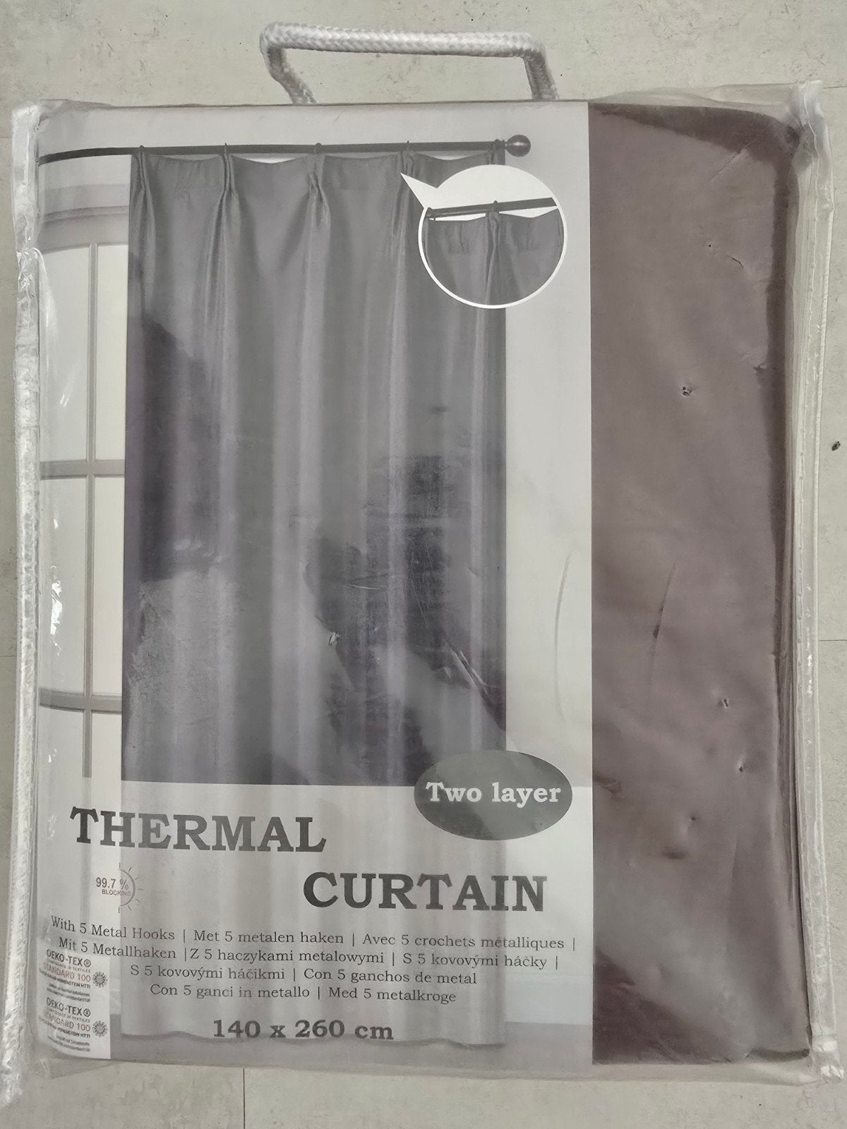 3 stuks Thermo Gordijn - 140x260 cm - Bruin - Nieuw, Verzenden, Nieuw, Grijs