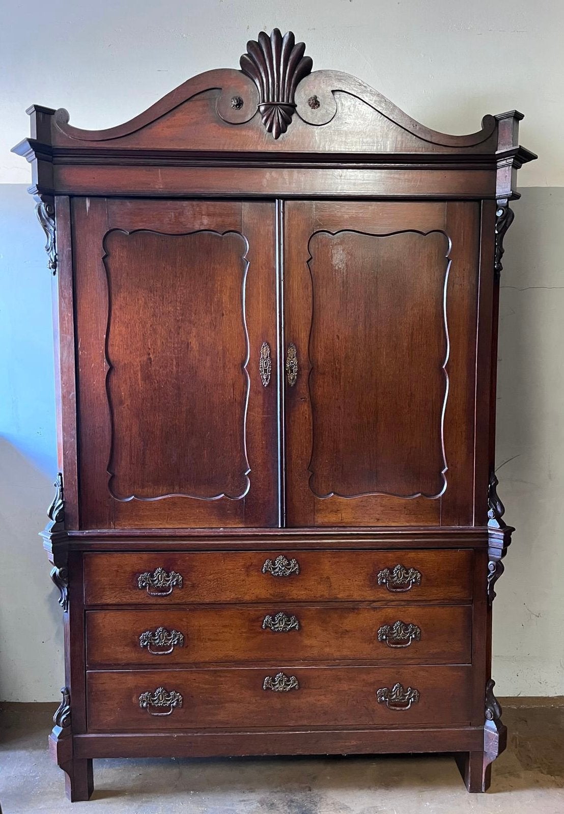Grote antieke Louis XV-stijl kast–origineel-kleur-decoupage, Ophalen