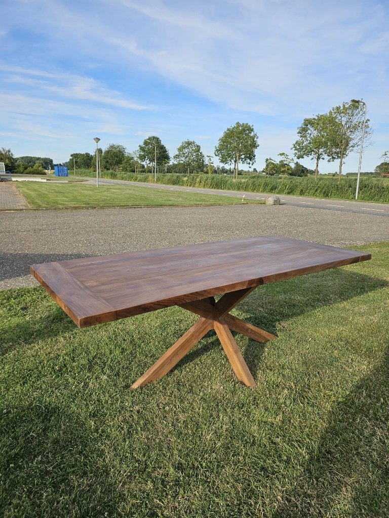 Massief Teakhouten Eettafel 220x100 cm (Nieuw!), Ophalen, Teakhout, 50 tot 100 cm, Rechthoekig