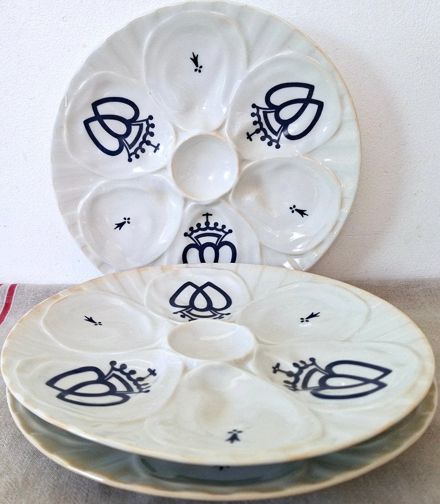 Pillivuyt, Marcel Boutain, 3 vintage oesterborden, Ophalen of Verzenden