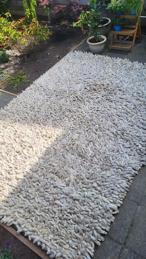 Vloerkleed 160x230 wit/grijs, 150 tot 200 cm, 200 cm of meer, Ophalen of Verzenden, Zo goed als nieuw