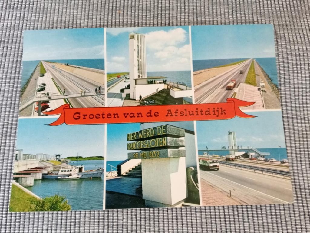 Ongelopen ansichtkaart van de afsluitdijk, Ophalen of Verzenden, 1940 tot 1960, Ongelopen