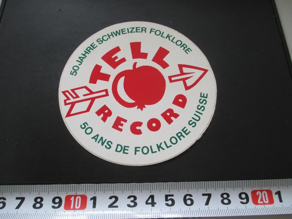sticker tell record 50 jahre schweizer folklore suisse, Verzamelen, Stickers, Zo goed als nieuw, Ophalen