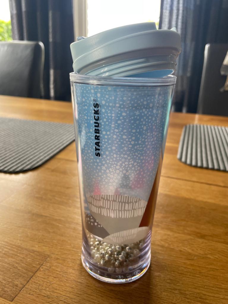 Starbucks Tumbler - Blauw met zilveren balletjes, Ophalen, Kunststof, Zo goed als nieuw, Overige merken