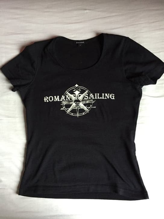 donkerblauw shirt top Brandtex S Romantic Sailing, Blauw, Ophalen of Verzenden, Zo goed als nieuw, Korte mouw