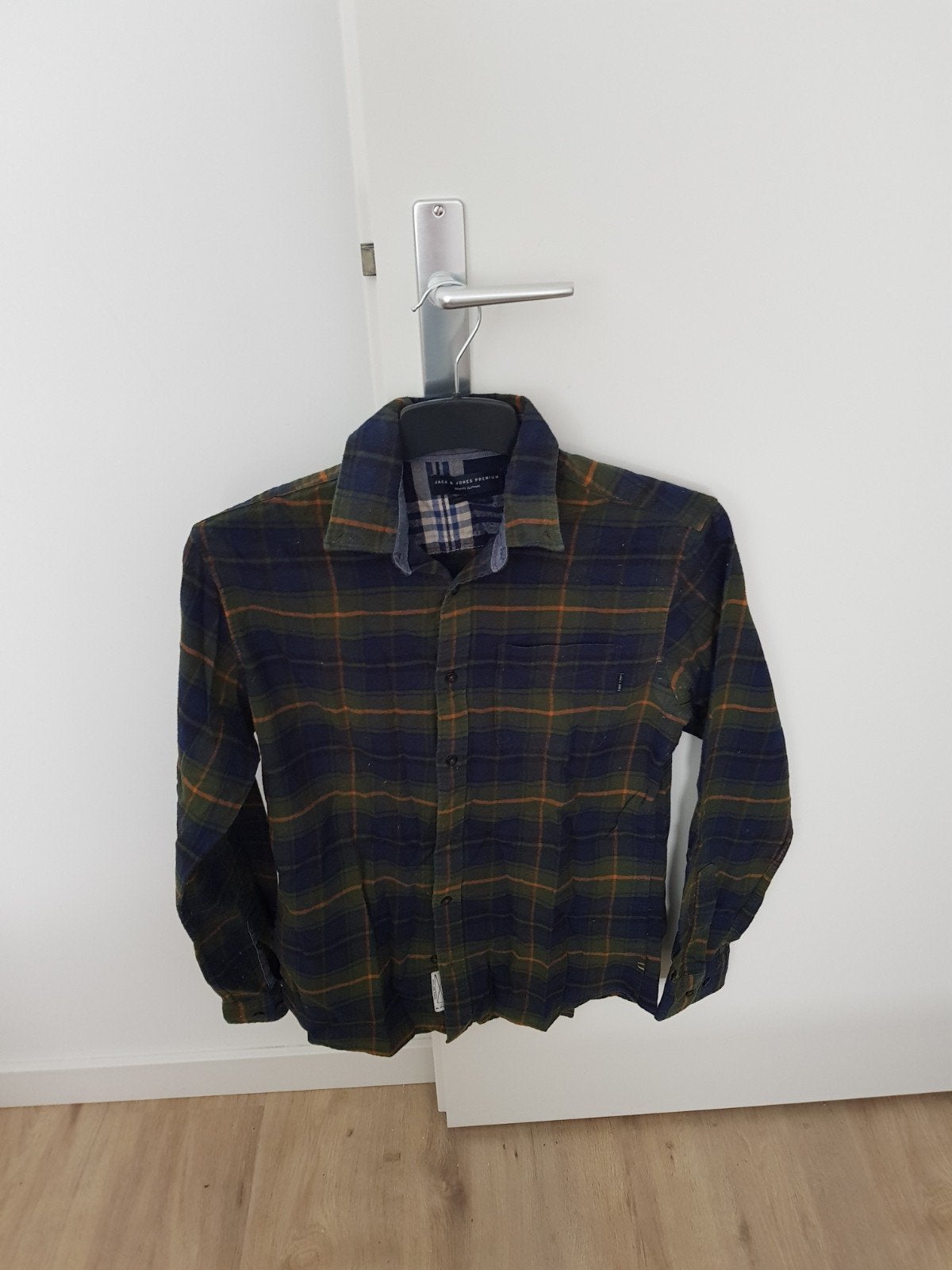 jack en jones flannellen overhemd, Ophalen of Verzenden, Zo goed als nieuw, Blauw, Halswijdte 38 (S) of kleiner