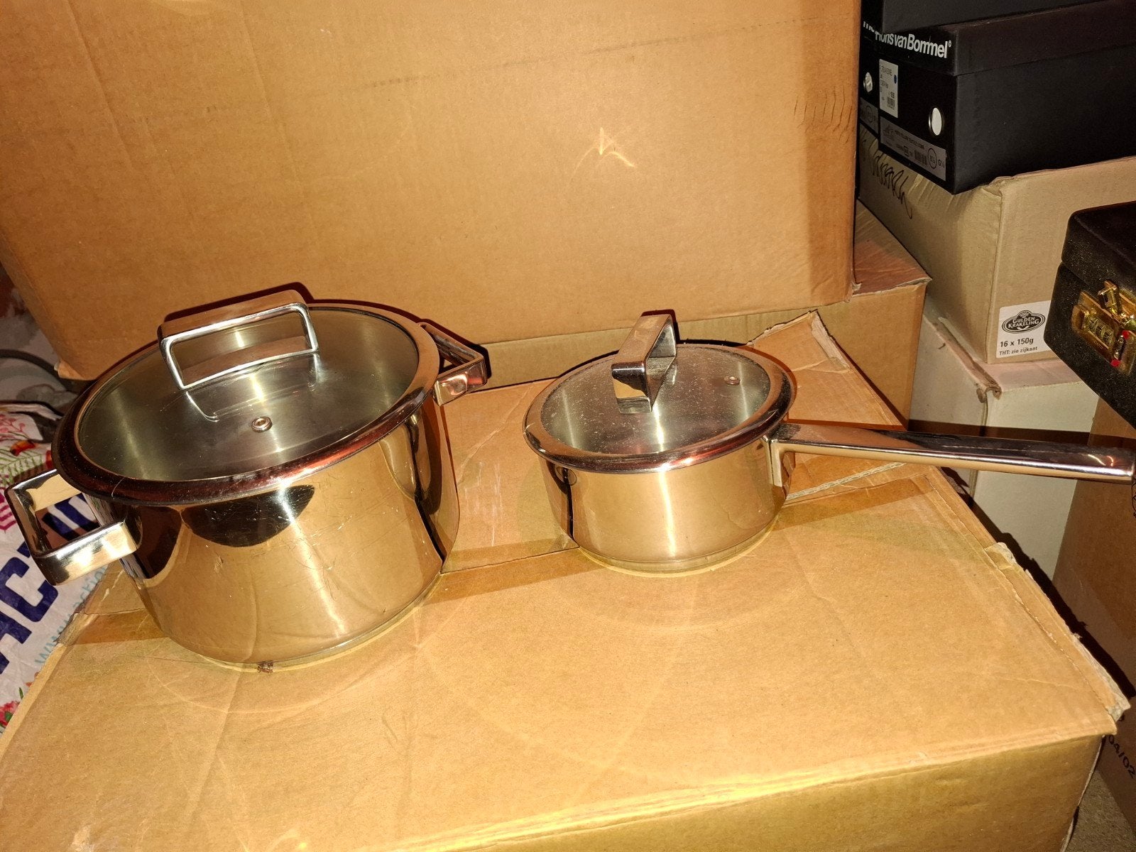Sola Pannenset - Kookpan en Steelpan (RVS), Gebruikt, Met deksel, Pannenset, Ophalen of Verzenden