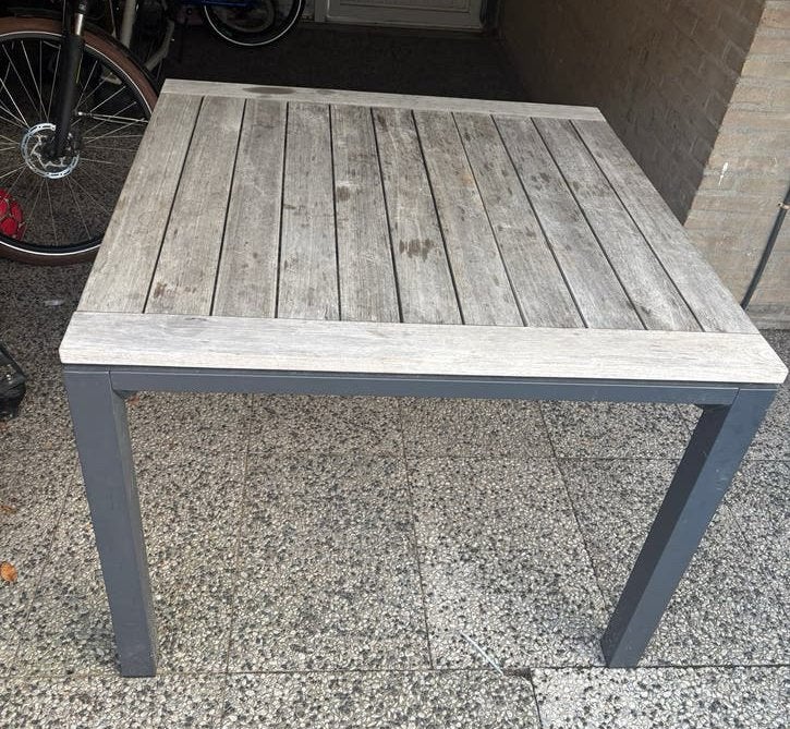 Bellagro tuintafel 1x1m, 78cm hoog, Tuin en Terras, Ophalen, Gebruikt, Vierkant, Hout