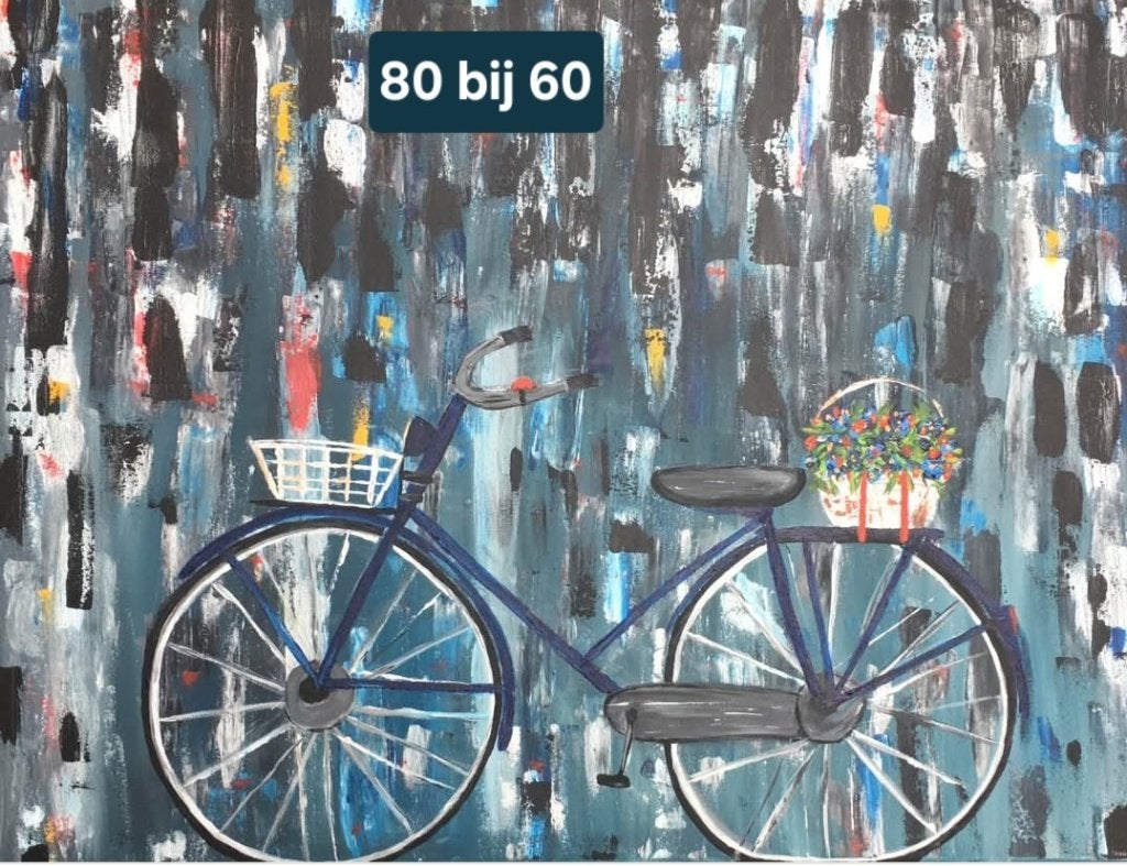 schilderij 80 bij 60, Antiek en Kunst, Ophalen of Verzenden, Acrylverf, Voertuigen