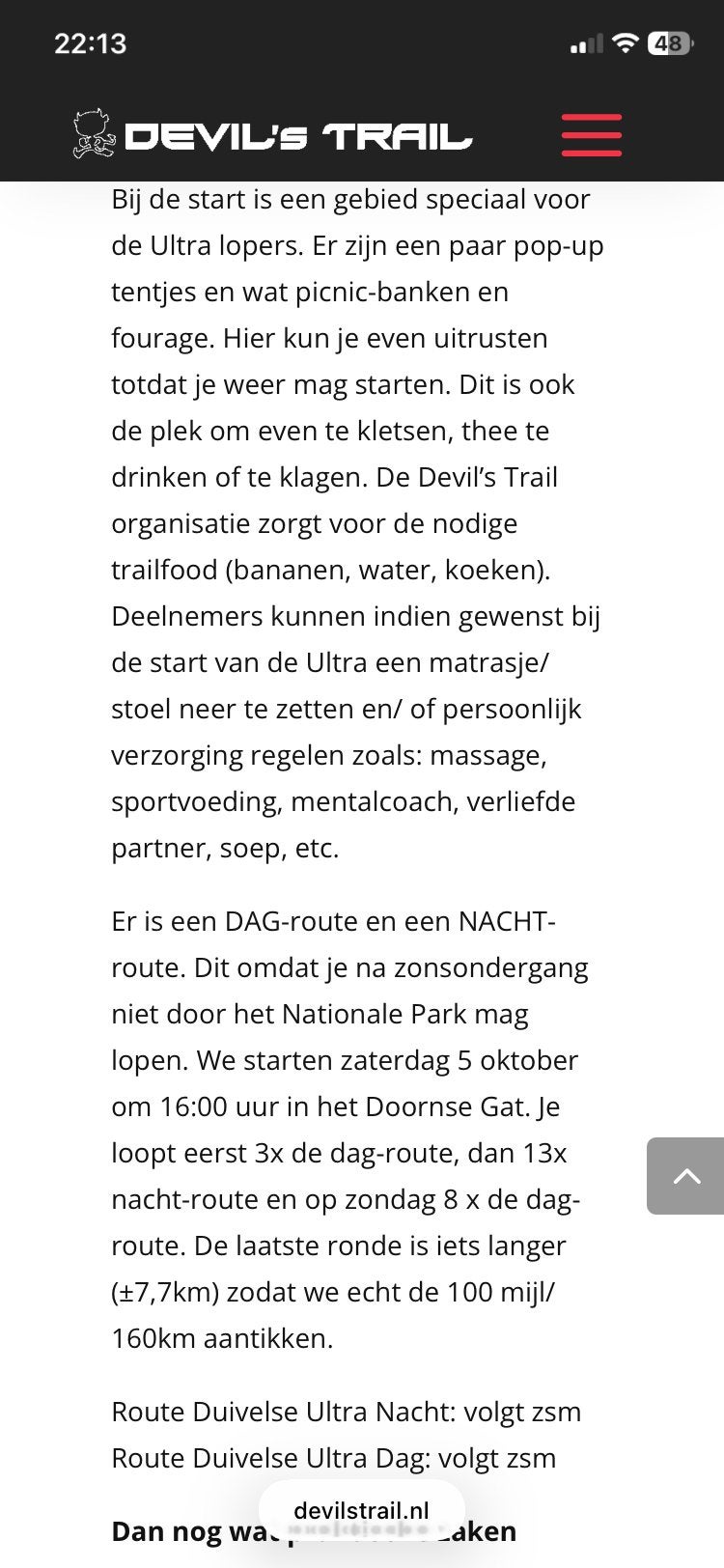Devil’s trail, Eén persoon