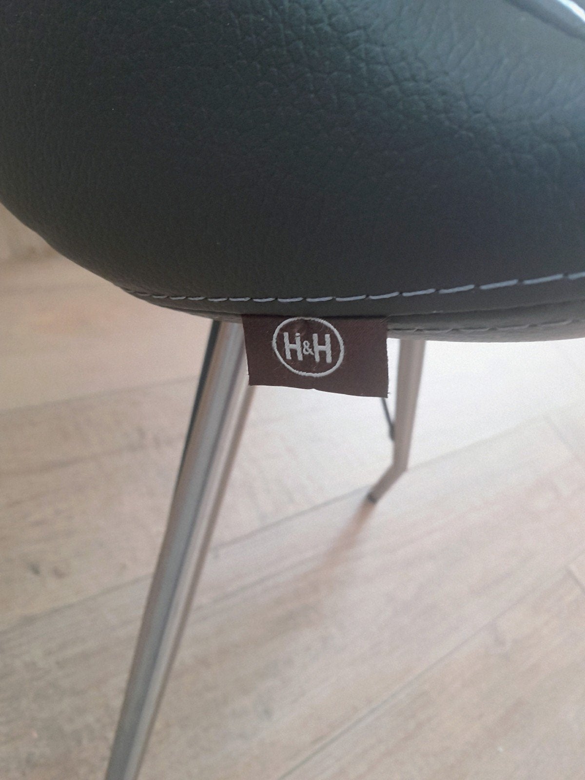 6 Henders & Hazel leren eetkamerstoelen - Antraciet, Ophalen, Zo goed als nieuw