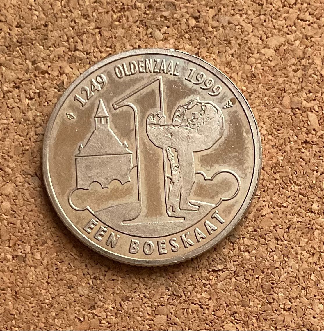 Penning - Oldenzaal 1 Boeskaat 1999 750 jaar stadsrechten, Postzegels en Munten, Ophalen of Verzenden, Overige materialen, Nederland