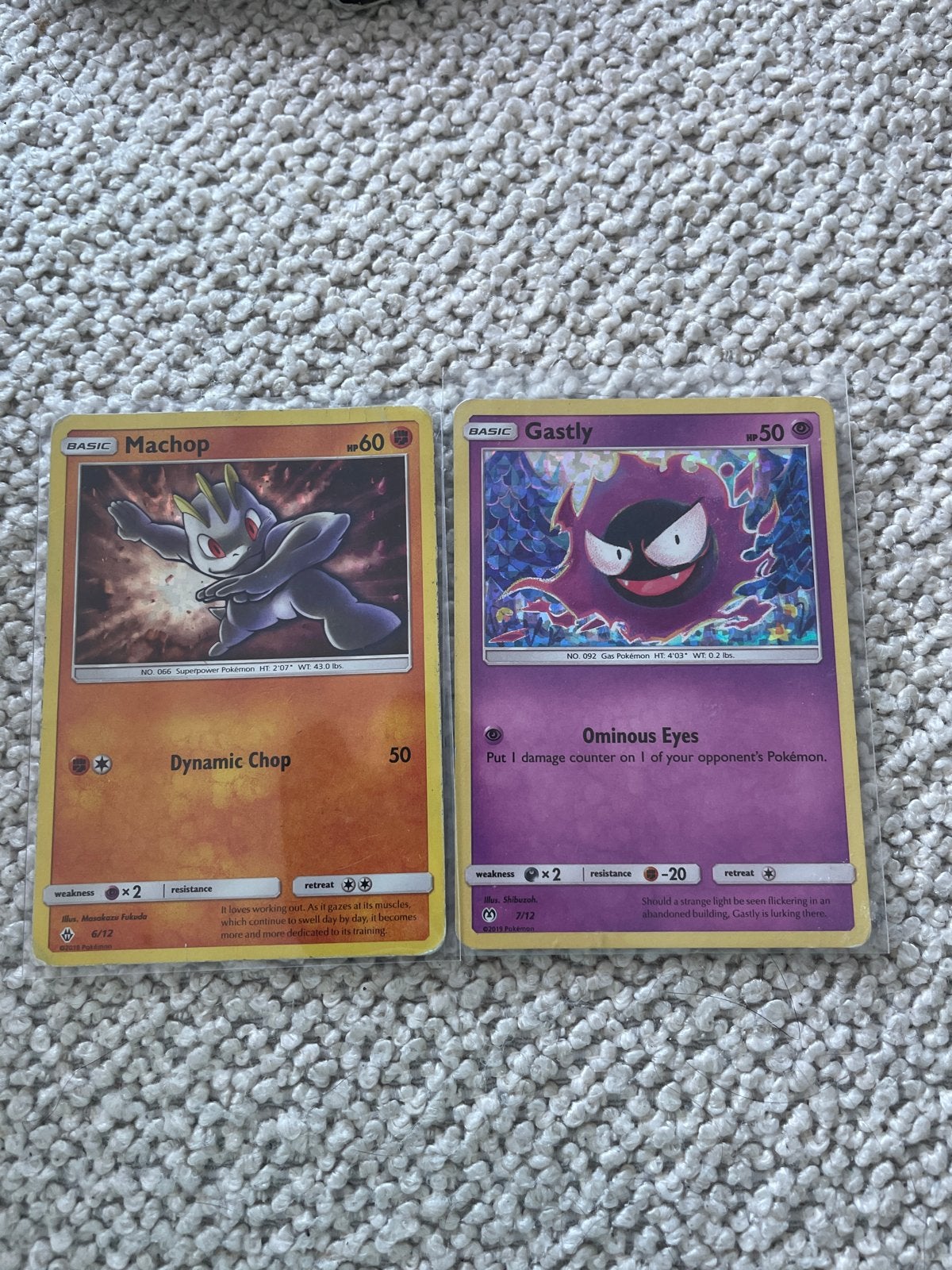 Pokémon kaarten: Machop en Gastly (gebruikt), Ophalen of Verzenden, Gebruikt, Meerdere kaarten