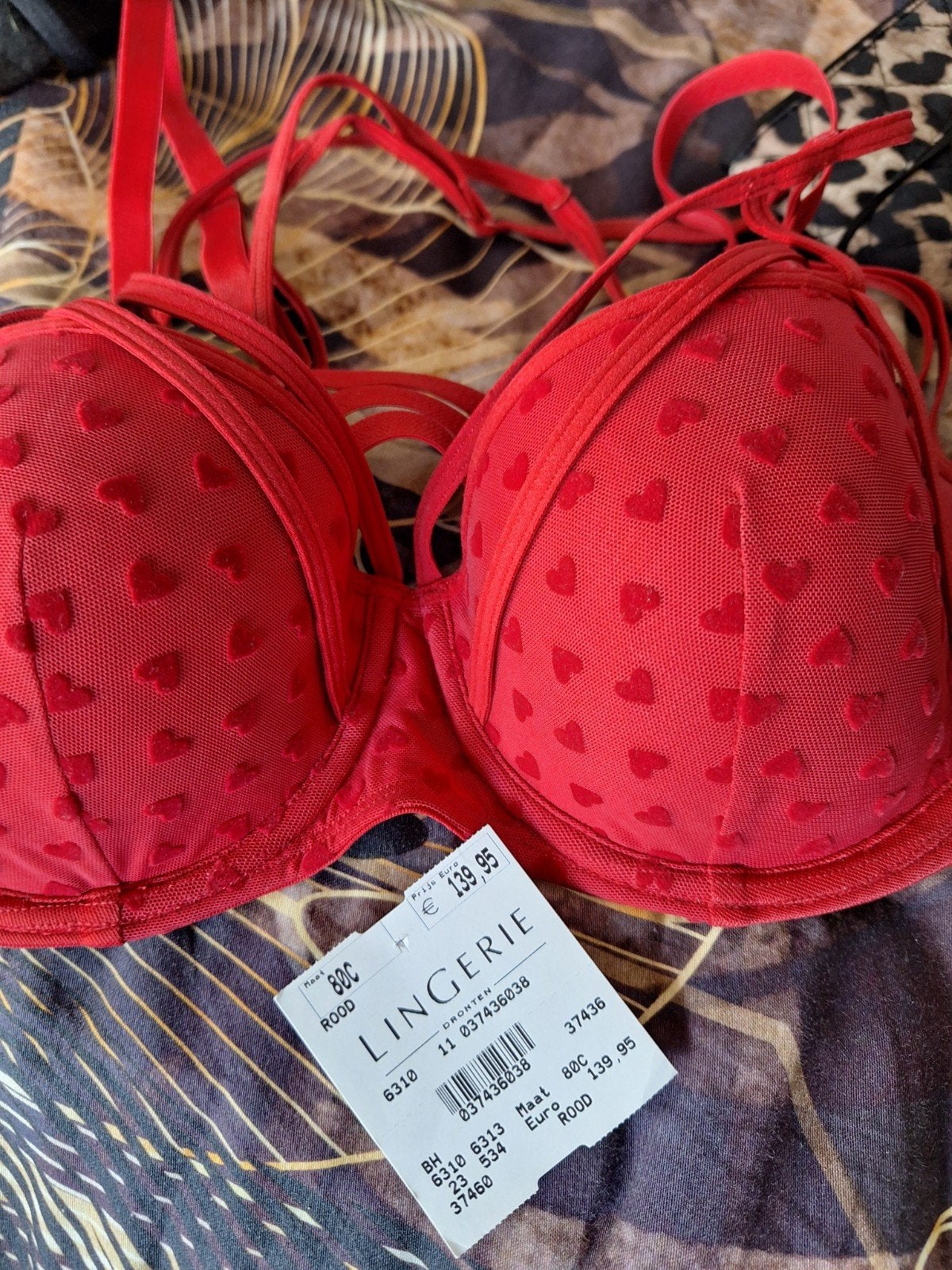 Marlies Dekkers rode plunge balcony BH met hartjes, Marlies Dekkers, Ophalen of Verzenden, Rood, BH