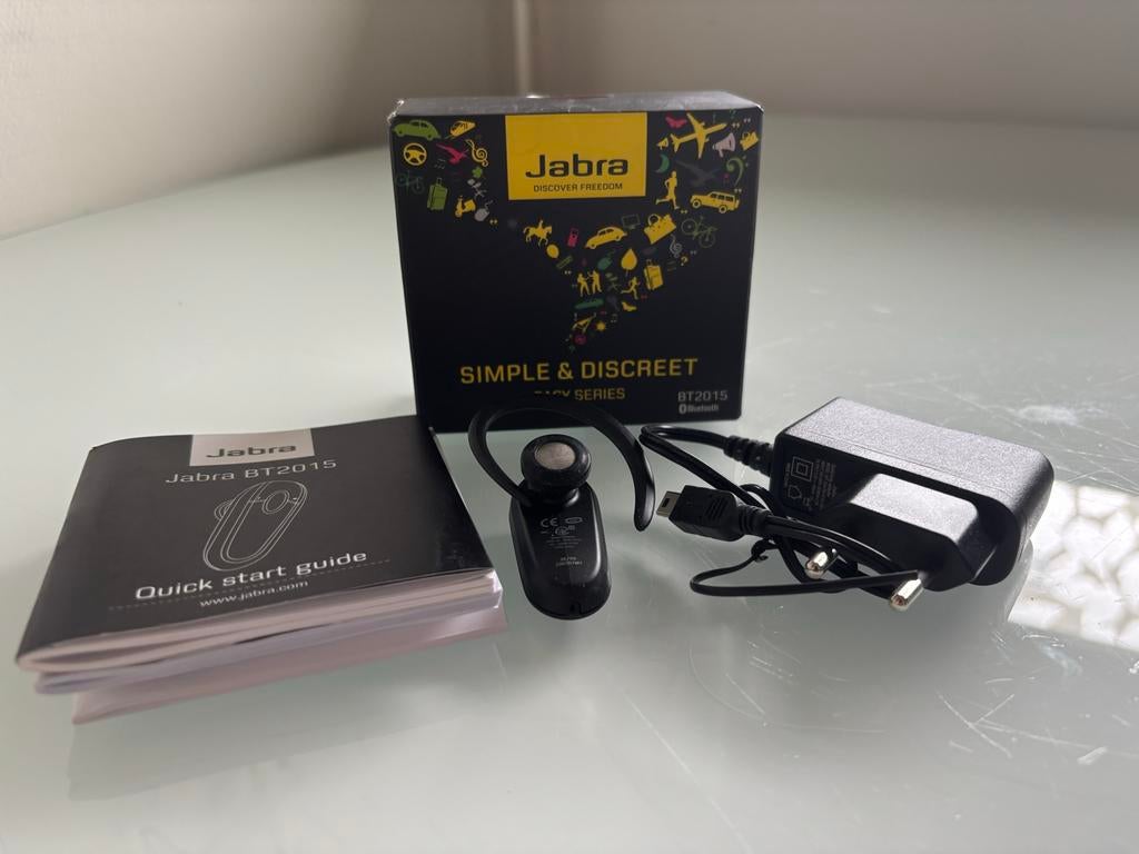 Jabra BT2015 Bluetooth Headset met Oplader en Handleiding, Ophalen of Verzenden