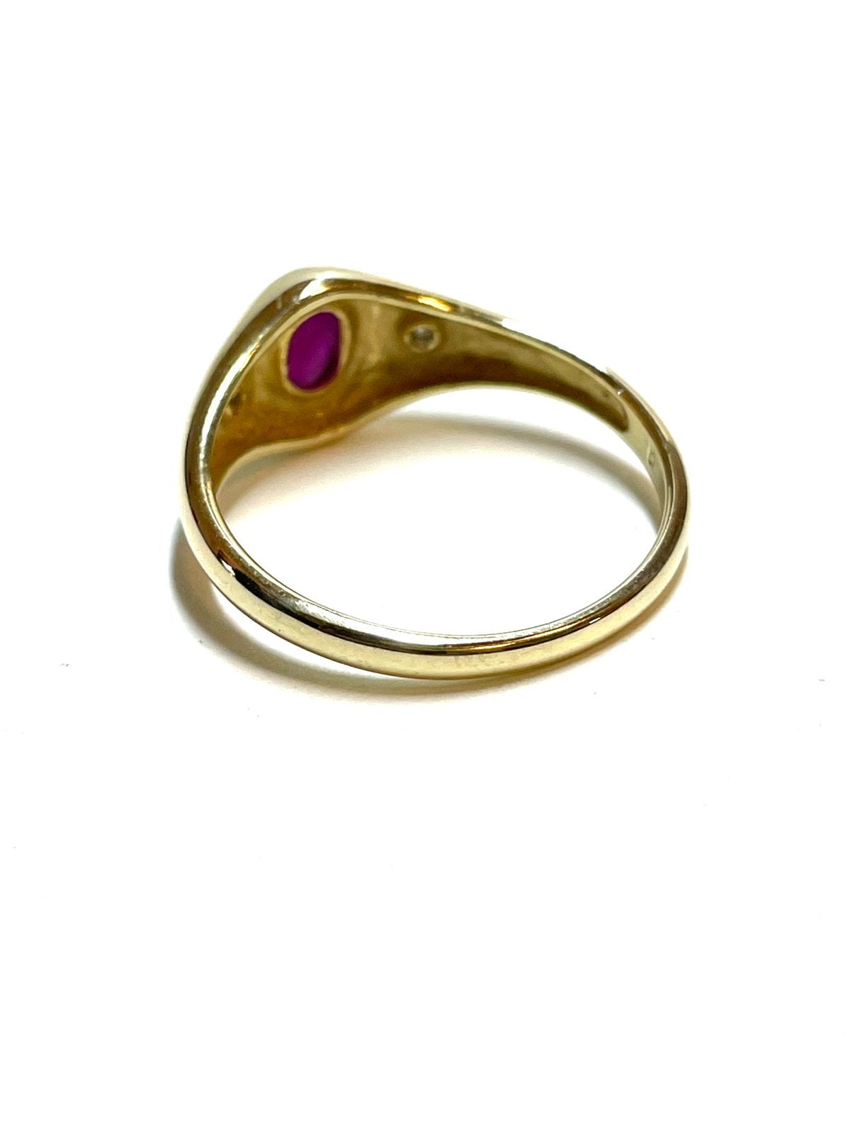 8k gouden ring met een robijn en diamanten, -, -, Ophalen of Verzenden, Zo goed als nieuw