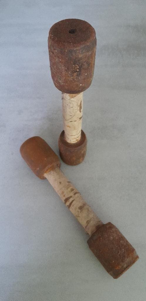 Vintage, brocante halters / gewichten / dumbbells, Ophalen of Verzenden, Gebruikt, Buik, Dumbbell