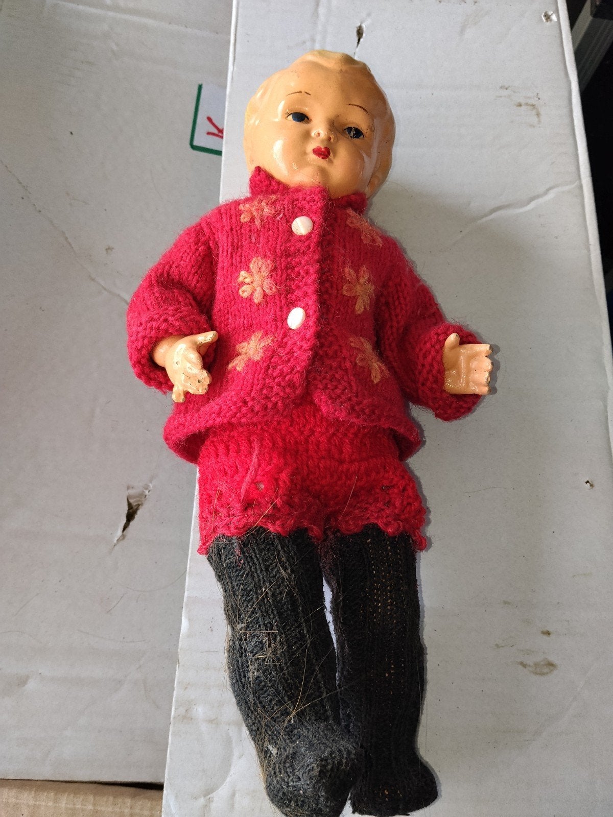 Vintage poppen en teddybeer - Zeer oud, Ophalen of Verzenden, Gebruikt, Pop