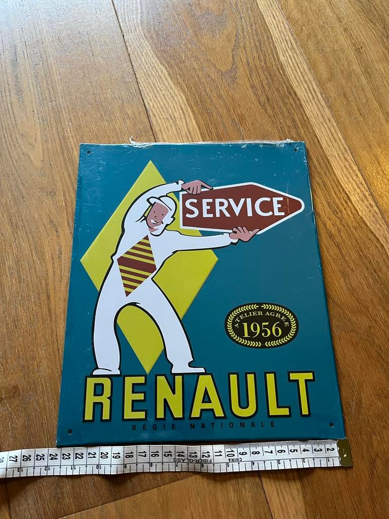 Vintage Renault Service Emaille Bord - Regie Nationale, Ophalen of Verzenden, Zo goed als nieuw