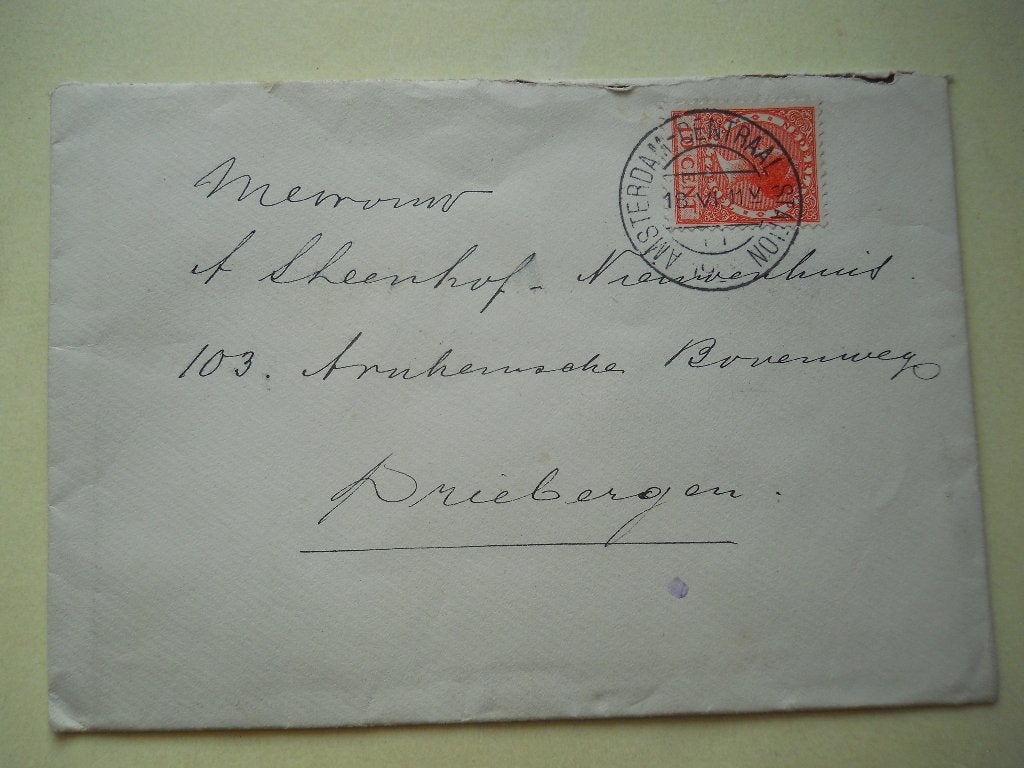Nederland Oude brief Kon.Wilhelmina Rondstempel Amsterdam CS, Postzegels en Munten, Brieven en Enveloppen | Nederland, Ophalen of Verzenden