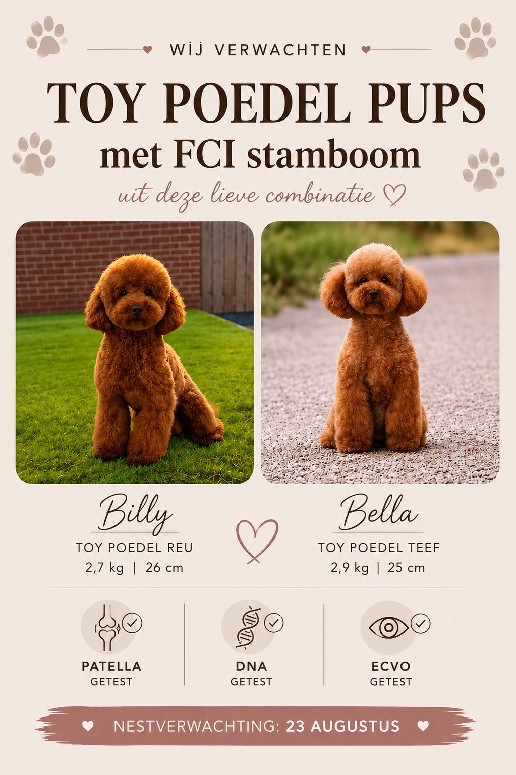 Nestaankondiging Toy poedel pups met FCI stamboom, Poedel, Parvo, 8 tot 15 weken, Meerdere dieren