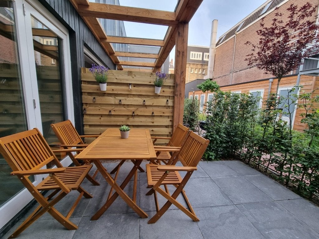 CASARIA Garden set 4+1 - Acacia wood 120x70x75cm, Tuin en Terras, Ophalen, 4 zitplaatsen, Gebruikt, Tuinset