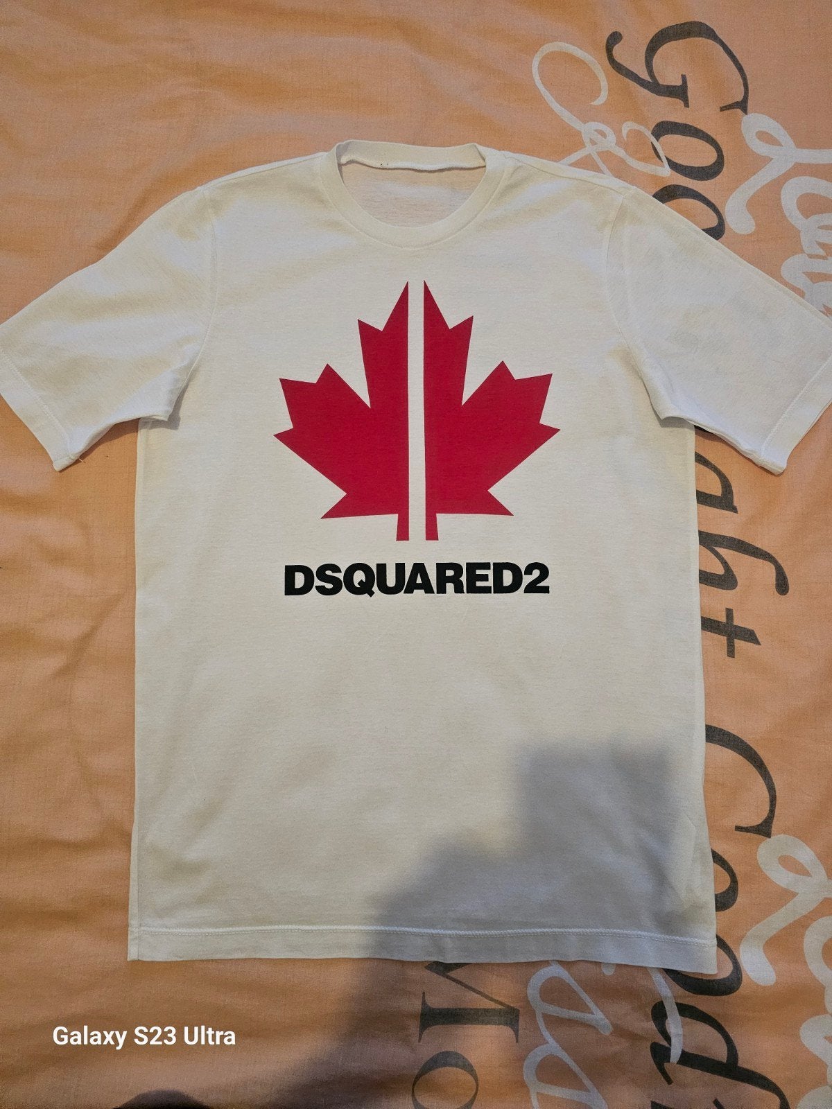 Origineel Dsquared2 T-shirt met Canadees blad - Maat S, Dsquared2, Wit, Ophalen of Verzenden, Zo goed als nieuw