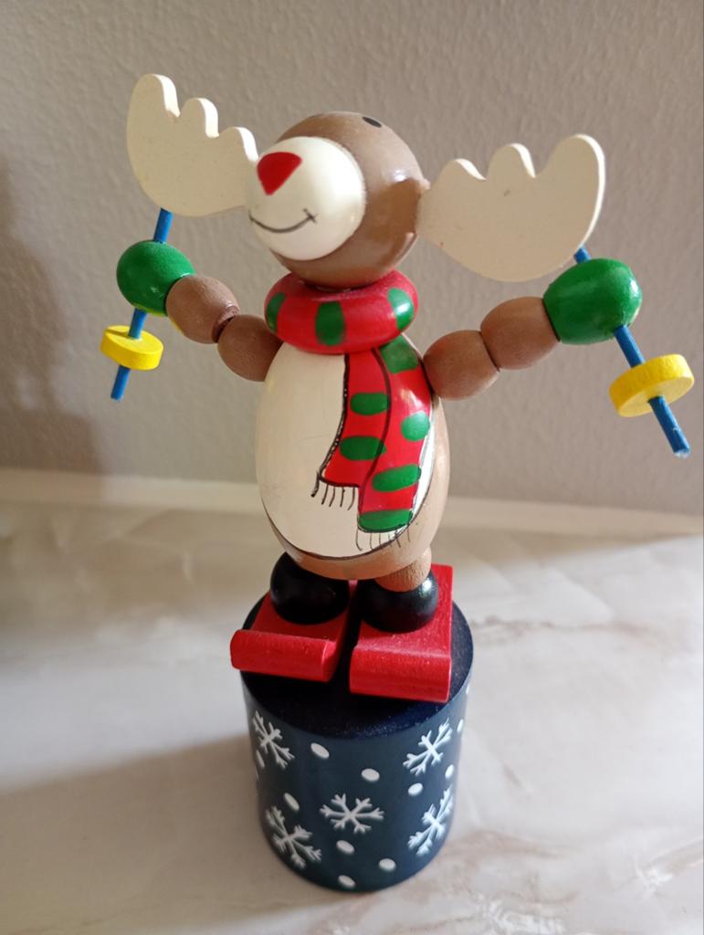 Houten drukpopje, drukfiguur rendier, kerst, Ophalen of Verzenden, Zo goed als nieuw