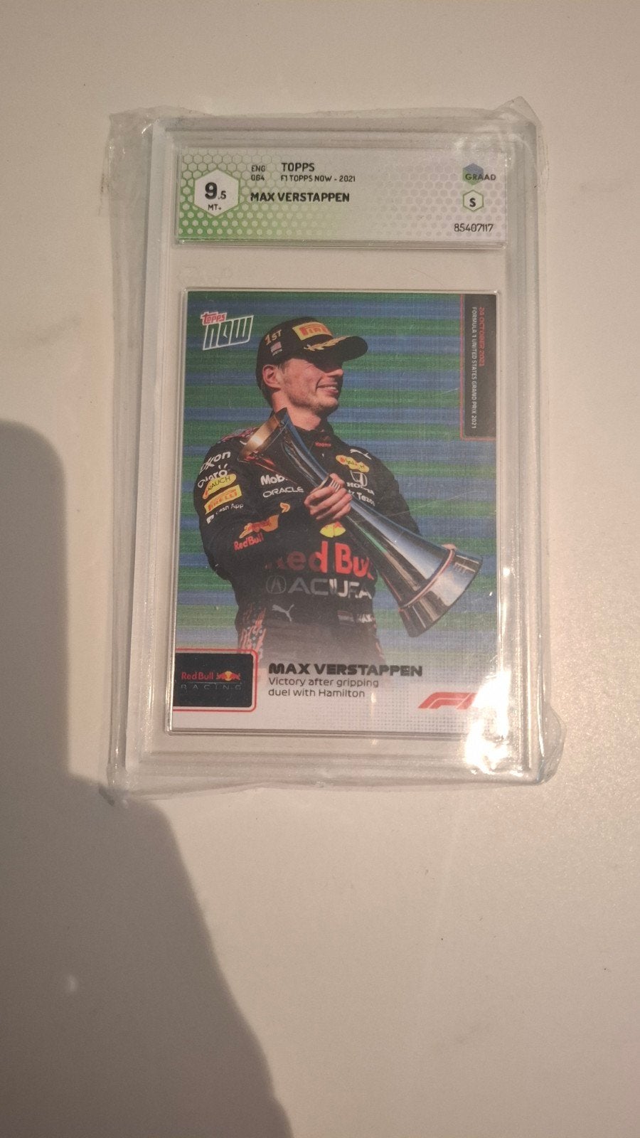 Max Verstappen Topps Now 2021 F1 Graad 9.5 Kaart, Ophalen of Verzenden, Zo goed als nieuw, Formule 1