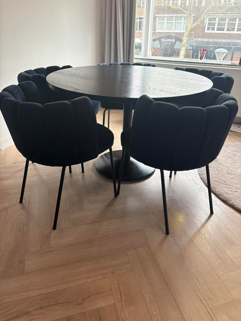 Eettafel zwart rond (prijs zonder stoelen alleen de tafel), Huis en Inrichting, Tafels | Eettafels, Ophalen, Gebruikt, 50 tot 100 cm