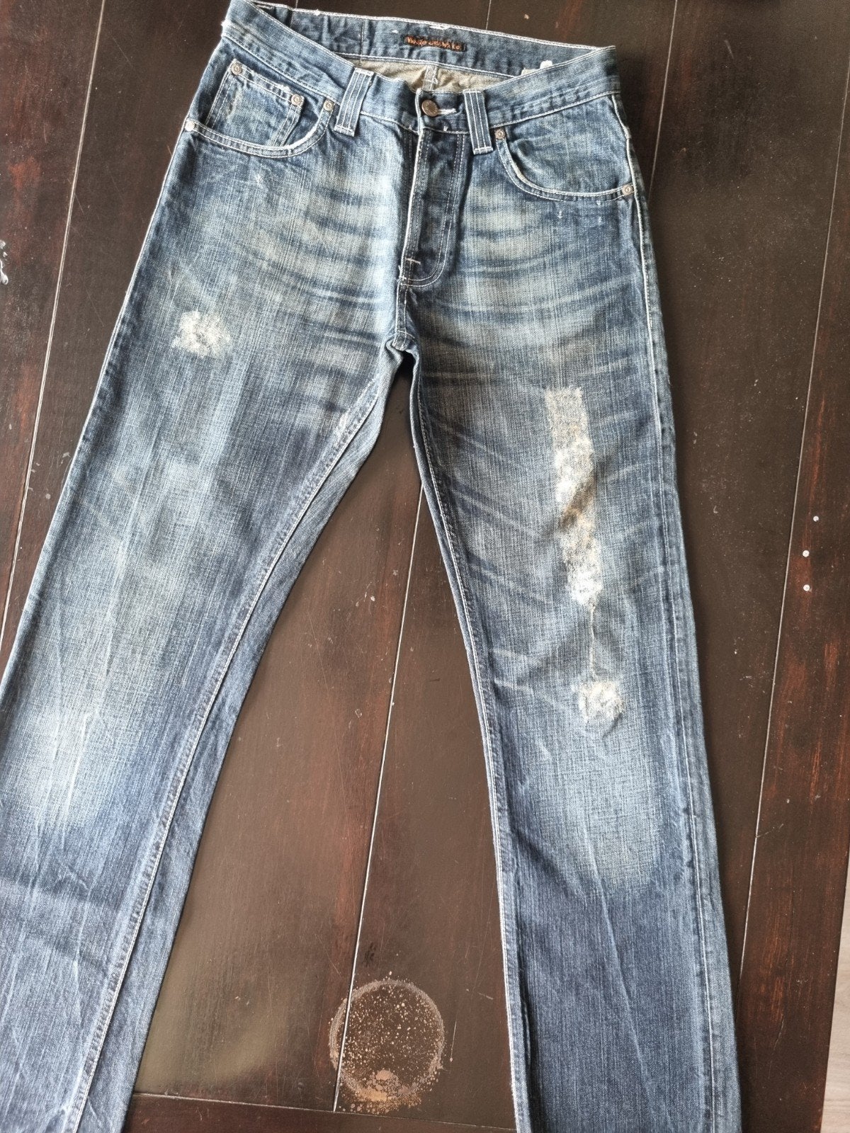 CLASSIC NUDIE STRAIGHT SVEN DESTROY JEANS SIZE 29 /32, Blauw, W32 (confectie 46) of kleiner, Ophalen of Verzenden, Zo goed als nieuw