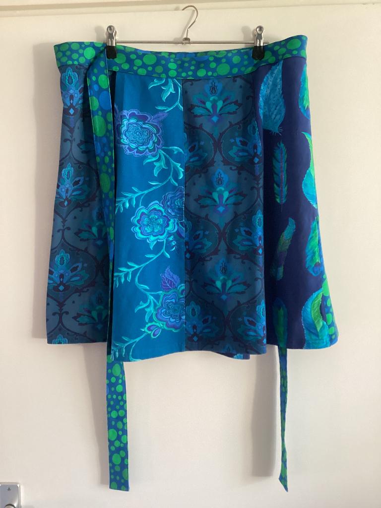 Lien en Giel wikkelrok blauw groen maat 40/42, Maat 38/40 (M), Blauw, Ophalen of Verzenden, Zo goed als nieuw