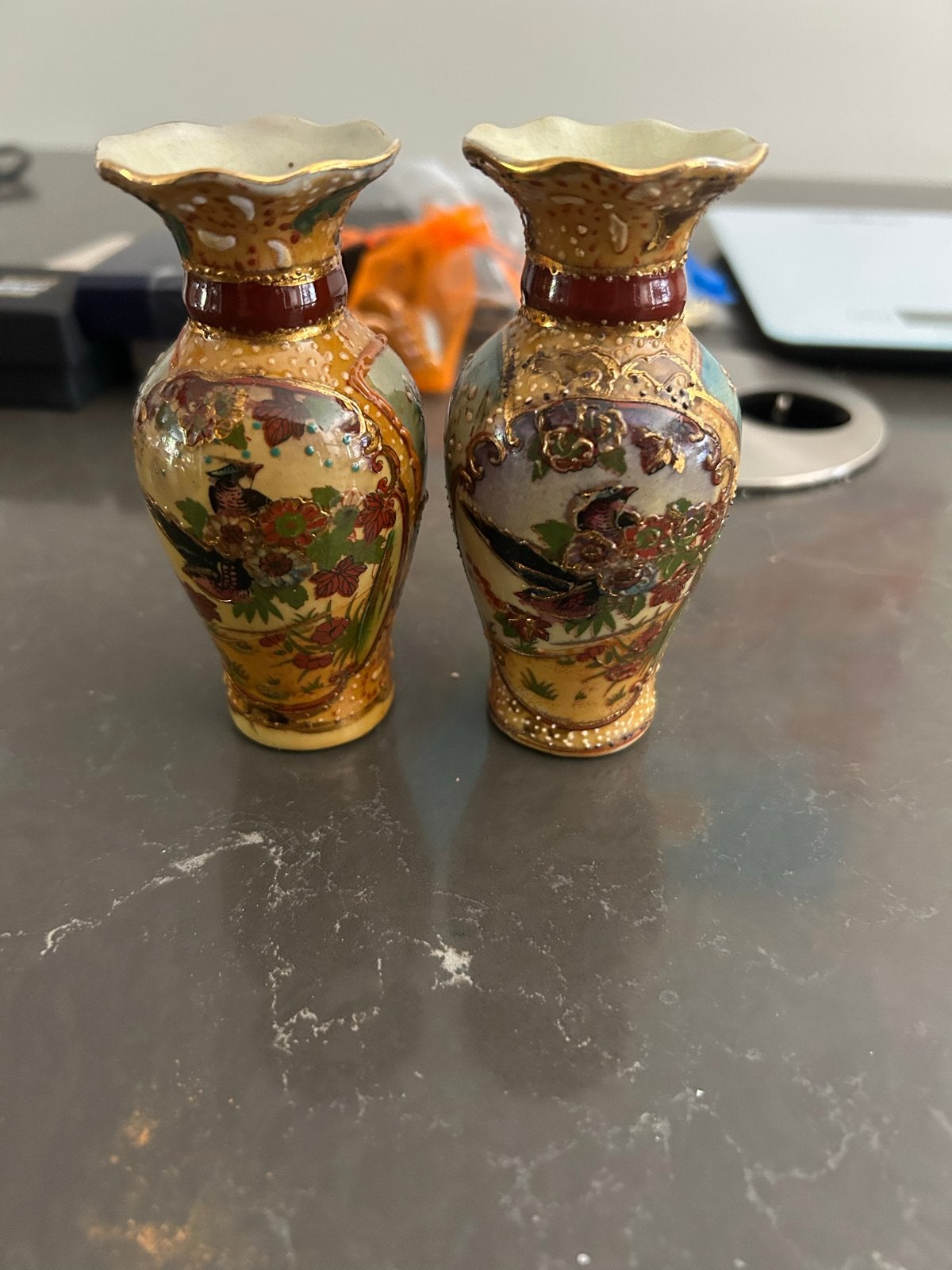 Paar antieke Japanse Satsuma/Nippon vaasjes, Ophalen of Verzenden