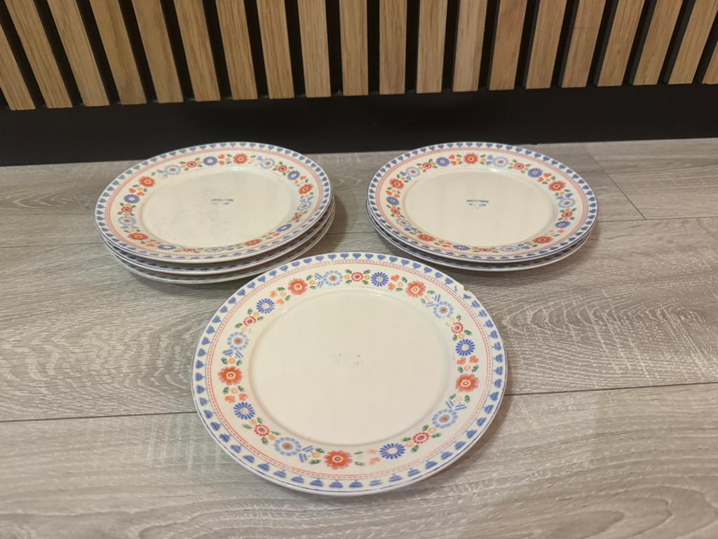 6 ontbijtbordjes Yvon Japsers Kakelbont, Huis en Inrichting, Keuken | Servies, Ophalen of Verzenden, Overige stijlen, Bord(en)