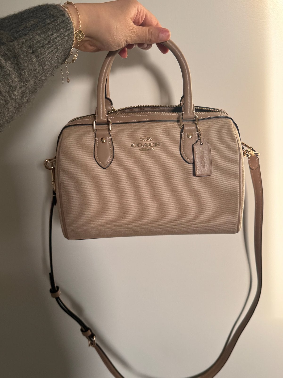 Coach bowling tas als nieuw, Ophalen of Verzenden, Zo goed als nieuw, Beige, Handtas