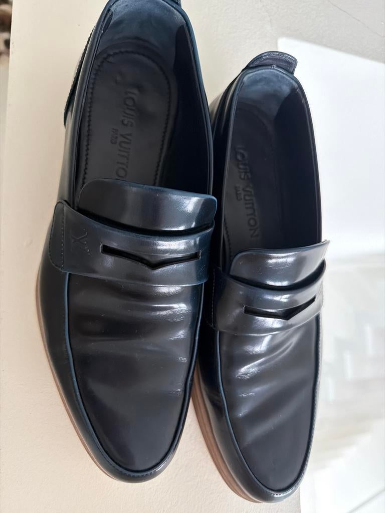 Louis Vuitton instappers, Ophalen of Verzenden, Gedragen, Blauw, Loafers