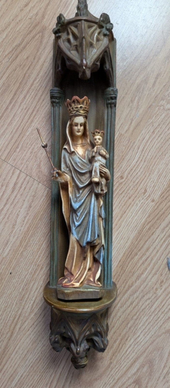 Antiek Mariabeeld met Kindje Jezus - Gotische Stijl. bieden!, Ophalen