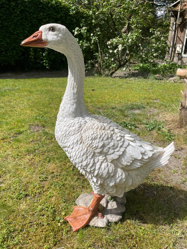 Witte gans beeld tuin vijver zwembad terras boerderij, Tuin en Terras, Tuinbeelden, Ophalen, Nieuw, Kunststof, Dierenbeeld